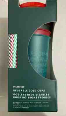 NEW Starbucks 2019 Holiday Christmas Winter Reusable Cold Cups 5 pack w/ Straws - Sold on eBay Dec, 2nd 2019 for $17.28