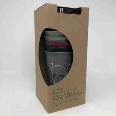 Starbucks 2019 Halloween Reusable Hot Cups X 6 Skull Pumpkin Cat Limited Ed NEW - Sold on eBay Dec, 2nd 2019 for $27.99