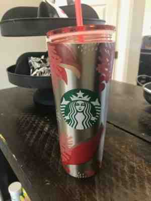2019 Christmas Starbucks Metal Tumbler Cup Holly ***Super Hard To Find*** 24oz - Sold on eBay Dec, 2nd 2019 for $34.99