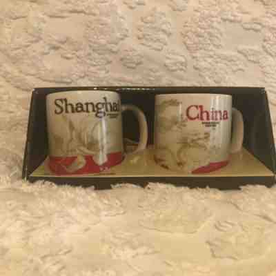 Starbucks Coffee Demitasse Shanghai China Global Icon Set Two 3oz 89ml Cups Mugs - Sold on eBay Dec, 2nd 2019 for $29.99