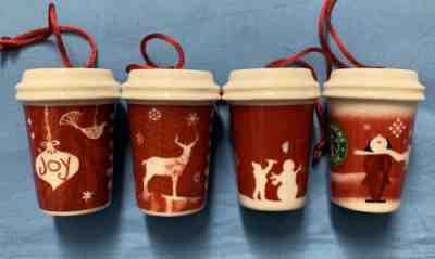 Starbucks Christmas Ornaments 2006 2008 2009 2010 Joy Snowman Reindeer Set of 4 - Sold on eBay Dec, 2nd 2019 for $59.99