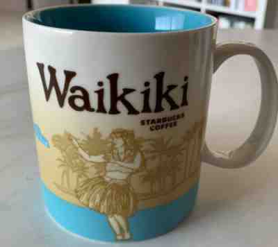 Starbucks Collection 2012 Waikiki Coffee Mug with Teal Interior 16 oz Hula Girl - Sold on eBay Dec, 2nd 2019 for $20.00