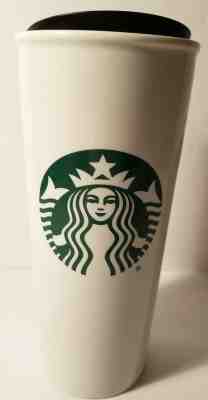 STARBUCKS COFFEE WHITE GREEN MERMAID 16 OZ CERAMIC TRAVEL MUG TUMBLER NEW - Sold on eBay Dec, 2nd 2019 for $34.95