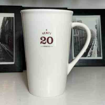 STARBUCKS 2010 Venti 20 Ounces White Tall Ceramic 20oz Coffee Latte Mug Cup EUC - Sold on eBay Dec, 2nd 2019 for $18.18