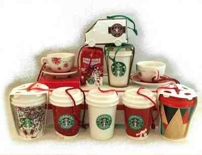 STARBUCKS CHRISTMAS ORNAMENT LOT NEW USED 10 VARIOUS COLLECTIBLE - Sold on eBay Dec, 2nd 2019 for $51.99