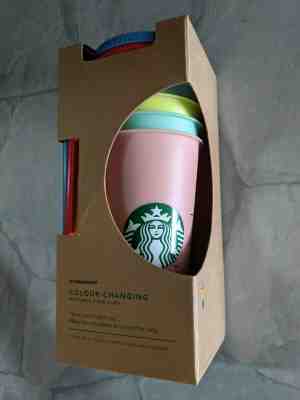 Starbucks Reusable COLOR CHANGING Cold Cup Collection Pack Of 5 Lids Straws 24oz - Sold on eBay Dec, 2nd 2019 for $67.00