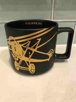 Starbucks Mug 2016 Bi-plane Viennese Black Gold Airplane 14oz Excellent - Sold on eBay Dec, 2nd 2019 for $22.00