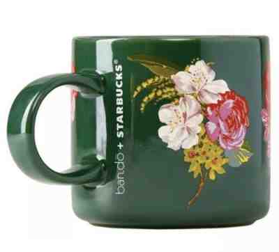 New STARBUCKS Ban.do Coffee Mug Holiday 2018 Ceramic Green Floral 12oz Bando NWT - Sold on eBay Dec, 2nd 2019 for $15.73