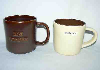 STARBUCKS PAIR SET OF 2 MISS MATCHING BROWN MUGS CUPS HOT COFFEE DAILY CUP - Sold on eBay Dec, 2nd 2019 for $23.99