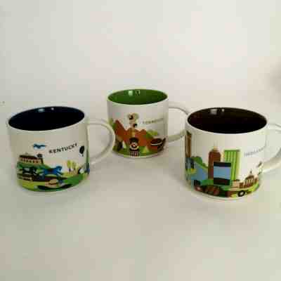Lot 3 You Are Here Starbucks Mugs Indiana Tennessee Indianapolis Coffee Cups  - Sold on eBay Dec, 2nd 2019 for $34.88