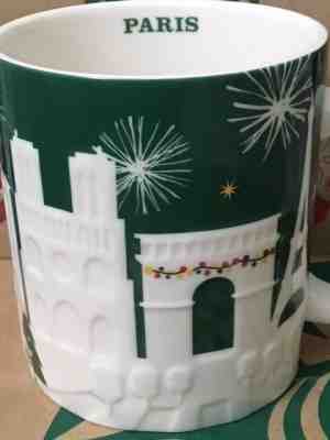 NEW Starbucks 2015 PARIS Christmas Green relief 18 oz mug NEW! - Sold on eBay Dec, 2nd 2019 for $79.99