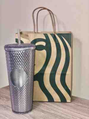 NEW STARBUCKS 2019 Venti Bling Platinum Studded 24oz  Cold Cup Tumbler HOLIDAY - Sold on eBay Dec, 2nd 2019 for $47.45