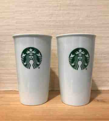 Starbucks Logo Double Wall Ceramic Travel Mugs 11 Oz White Tumbler 2017 Two Mugs - Sold on eBay Dec, 2nd 2019 for $19.95