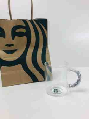 NEW Starbucks Glitter Handle Clear Glass 2019 Holiday Mug Cup Logo 12oz - Sold on eBay Dec, 5th 2019 for $33.99
