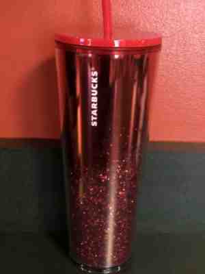 STARBUCKS 2019 Holiday Limited Edition Red Cascading Glitter Tumbler 24 oz Venti - Sold on eBay Dec, 5th 2019 for $26.00