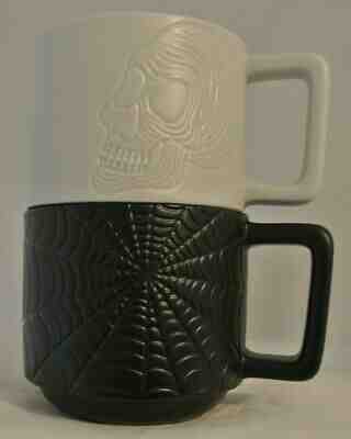 NEW Starbucks Mug White Skull Black Spiderweb 2019 Halloween Set of 2 12 Oz - Sold on eBay Dec, 5th 2019 for $25.00