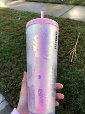 Starbucks 2019 Holiday Holographic Iridescent Palm Leaf 24 Oz Tumbler - Sold on eBay Dec, 5th 2019 for $31.00