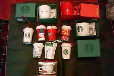 11 Starbucks Coffee Christmas Holiday Ornament lot inl 3oz mini mug ornaments - Sold on eBay Dec, 5th 2019 for $44.00