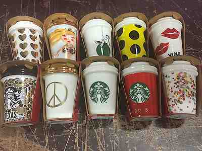 BRAND NEW 10 Pack 2015 Starbucks Christmas Holiday Ceramic Ornaments TEXAS Dot  - Sold on eBay Dec, 5th 2019 for $99.68