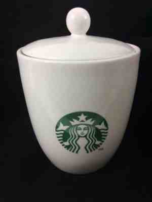 Starbucks Logo White Coffee Cookie Canister Jar New 6" x 5"  Corporate Gift - Sold on eBay Dec, 5th 2019 for $39.99