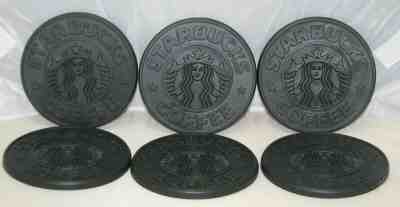 SIX Vintage Starbucks Coasters by Umbra 1988 Made in Canada Black Rubber new wit - Sold on eBay Dec, 5th 2019 for $60.00