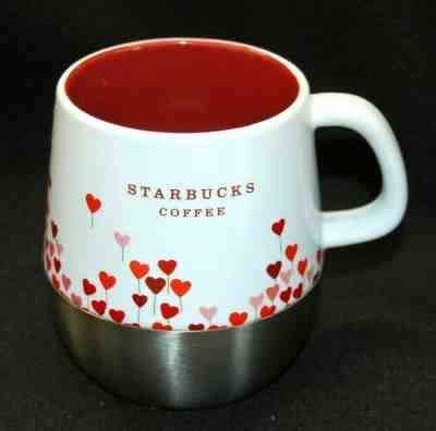 Starbucks Heart Coffee Mug 2007 Ceramic Stainless Steel Base 14 oz (B) - Sold on eBay Dec, 5th 2019 for $17.95