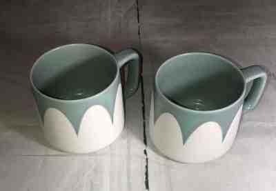 2 Green White 2017 Starbucks 9 Ounce Ceramic Tapered Pottery Coffee Mug Tea Cup  - Sold on eBay Dec, 5th 2019 for $19.99