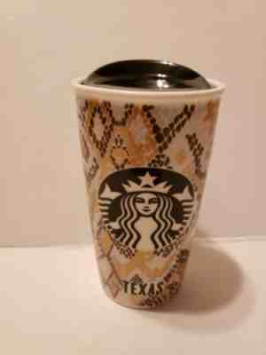 Starbucks 2015 snakeskin texas porcelain travel tumbler coffee cup mug 12 oz  - Sold on eBay Dec, 5th 2019 for $29.99