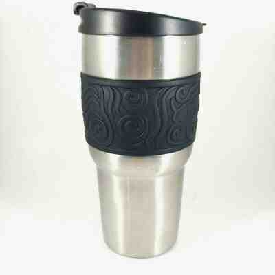 vtg STARBUCKS Stainless Steel Travel Mug Coffee Cup Tumbler Rubber Grip 16oz - Sold on eBay Dec, 5th 2019 for $22.49
