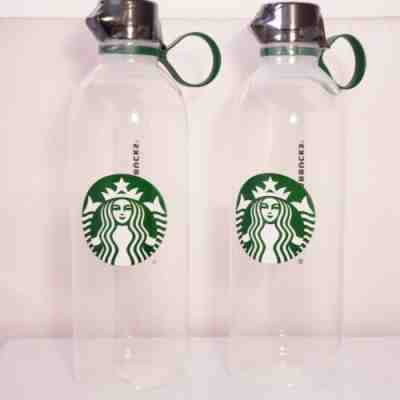 New Starbucks Water Bottle Clear Plastic Reusable Green Mermaid 24 oz Set of Two - Sold on eBay Dec, 5th 2019 for $19.54