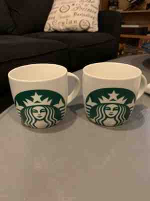 2x2017 Starbucks Coffee Mug Green Siren Mermaid Logo White Barrel Cup 14 oz  New - Sold on eBay Dec, 5th 2019 for $16.99