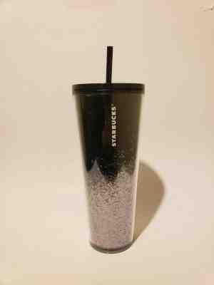 STARBUCKS 2019 Holiday Limited Edition BLACK cascading Glitter Tumbler 24oz - Sold on eBay Dec, 4th 2019 for $22.89