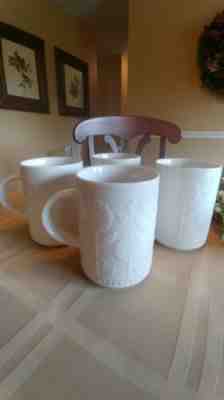 Starbucks White Embossed Floral Daisies Mugs Set of 4 - Sold on eBay Dec, 4th 2019 for $29.99