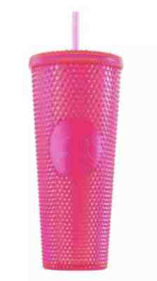 STARBUCKS 2019 HOLIDAY Neon Pink Studded Cold Cup Tumbler Christmas Venti Size - Sold on eBay Dec, 4th 2019 for $30.24