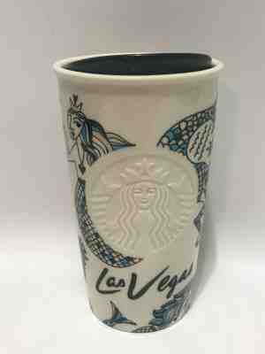 Starbucks Las Vegas Mermaids Ceramic Mug Travel Tumbler With Lid 2015 12 oz 6"  - Sold on eBay Dec, 4th 2019 for $39.95