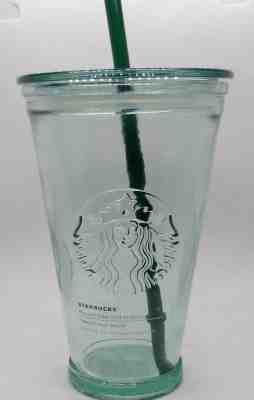 Starbucks Recycled Green Glass Tumbler with Lid and Straw 16 Ounces NEW - Sold on eBay Dec, 4th 2019 for $27.99
