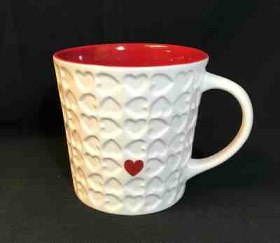 Starbucks 2007 Valentines Embossed White with Red Heart 16 oz. Coffee Mug - Sold on eBay Dec, 4th 2019 for $15.75