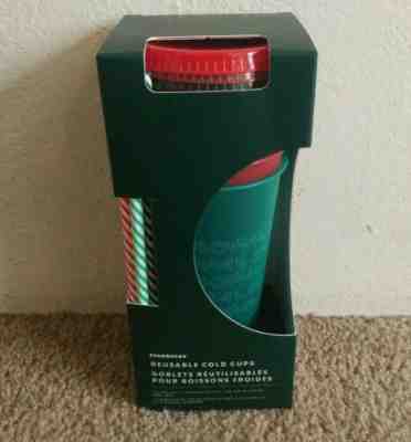 Starbucks Christmas Reusable Cold Cups with Straws Holiday 2019 24oz 5 pack  - Sold on eBay Dec, 4th 2019 for $22.95