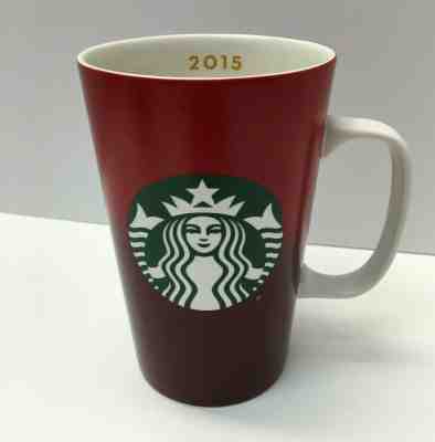Starbucks 2015 Limited Edition Coffee Tall Mug Cup Red 16 oz Green Siren  - Sold on eBay Dec, 4th 2019 for $19.95