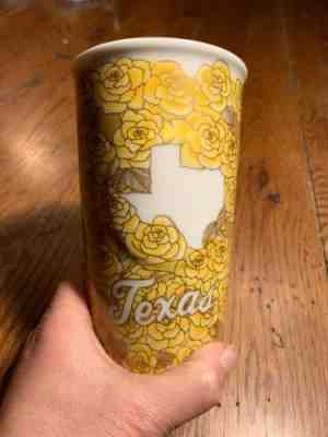 2016 Starbucks Ceramic Traveler Cup Tumbler TEXAS Yellow Rose 10oz Go Cup - Sold on eBay Dec, 4th 2019 for $22.50