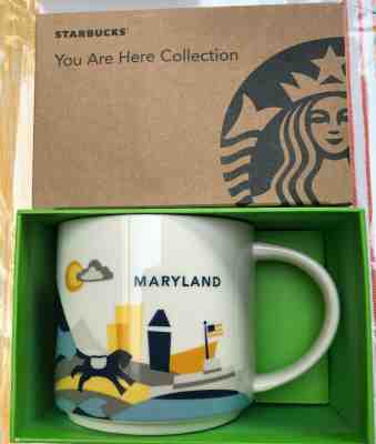 STARBUCKS Coffee Mug Maryland YOU ARE HERE 14 oz in Original Box Free Shipping - Sold on eBay Dec, 4th 2019 for $19.01