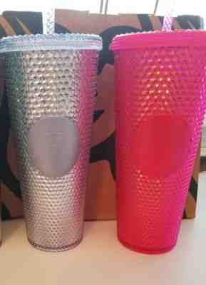 STARBUCKS Neon PINK Studded Tumbler WINTER HOLIDAY CUP 2019 24oz. “NEW” - Sold on eBay Dec, 4th 2019 for $30.00