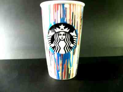 2015 Starbucks Coffee Mug Cup Paint Drip Run Stripes Ceramic ??  - Sold on eBay Dec, 4th 2019 for $19.88