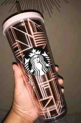 Starbucks Venti Cup Tumbler Rose Gold Geometric 24 Oz - Sold on eBay Dec, 4th 2019 for $29.99