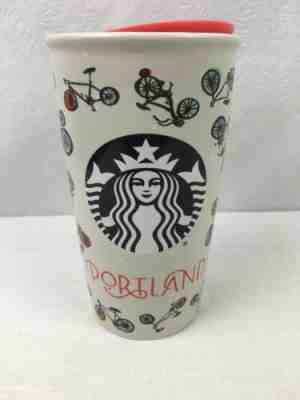 Starbucks Portland Oregon New 2016 Bicycle Bike Raindrops Ceramic Tumbler Rare - Sold on eBay Dec, 4th 2019 for $36.99