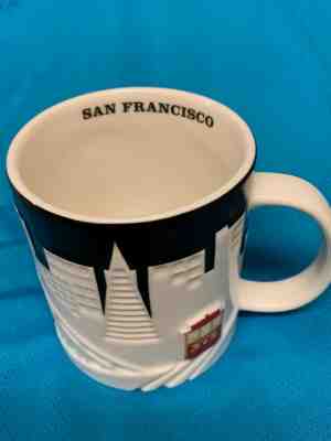 STARBUCKS Coffee Mug SAN FRANCISCO City Relief Black White Cable Car 18 fl oz.  - Sold on eBay Dec, 4th 2019 for $16.00