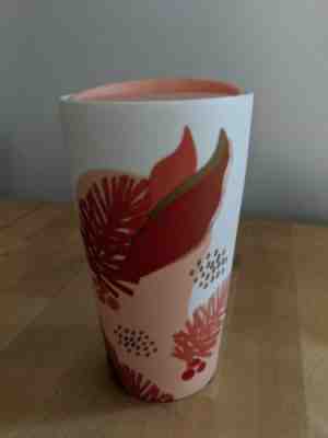 Starbucks 2019 Ceramic Holiday Traveler 12oz Tumbler Cup Mug Pink Pine Berries - Sold on eBay Dec, 4th 2019 for $15.50