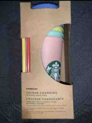 Starbucks Reusable COLOR CHANGING Cold Cup Collection Pack Of 5 Lids Straws 24oz - Sold on eBay Dec, 4th 2019 for $99.00