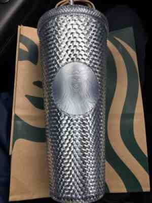 STARBUCKS 2019 Venti Bling Platinum  Studded Cold Cup Tumbler WINTER HOLIDAY - Sold on eBay Dec, 4th 2019 for $28.50