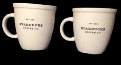 Lot of 2 Starbucks Coffee Est. 1971 White Barista 18 oz Mug Cups 2001 Siren Logo - Sold on eBay Dec, 4th 2019 for $25.00